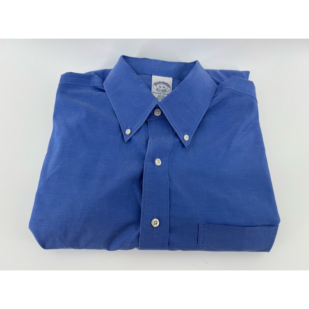 Brooks Brothers 1818 Mens Button Down Shirt‎ Size 16/33 Blue Slim Fit